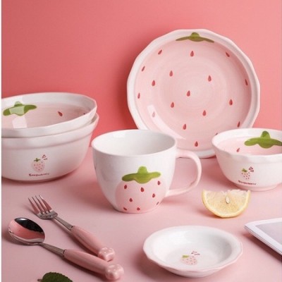 Bộ bát đĩa Decor hình quả dâu cute