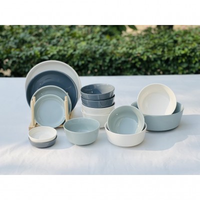 Bộ bát đĩa màu xanh pastel 