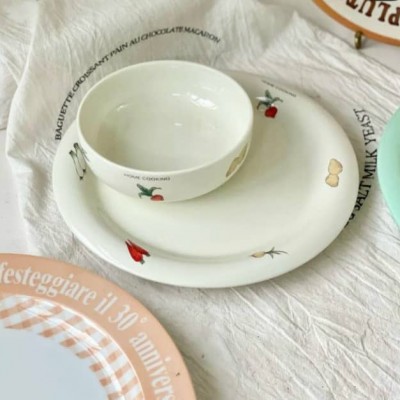 Bát + Đĩa họa tiết rau củ cute