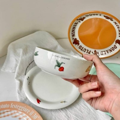 Bát + Đĩa họa tiết rau củ cute