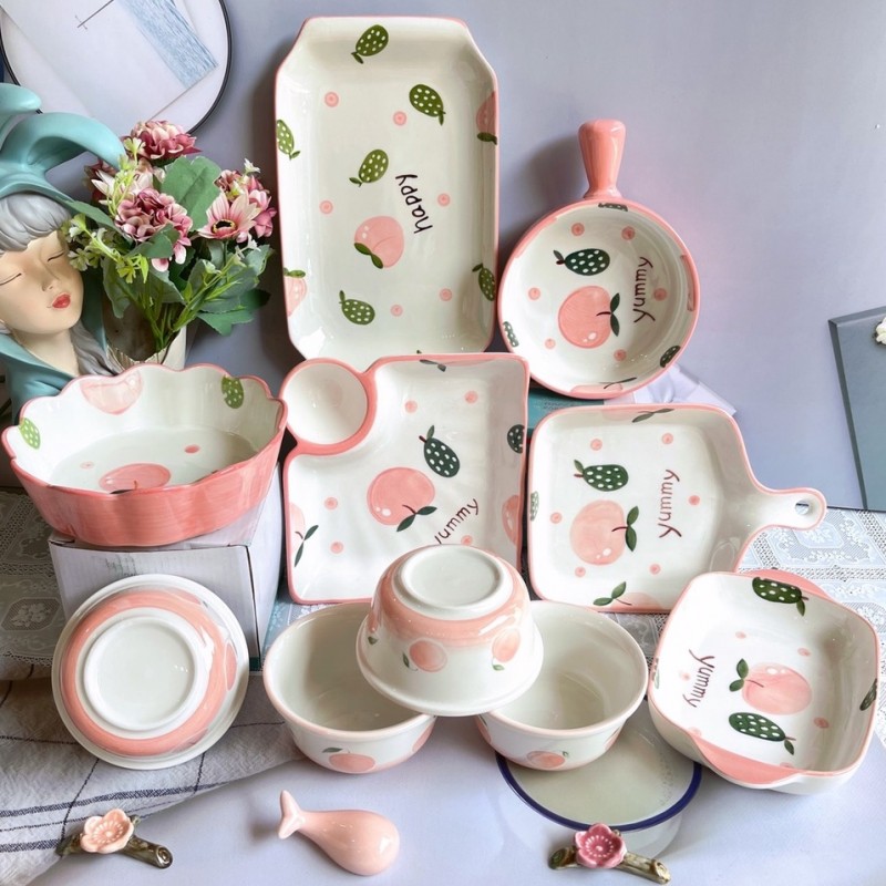 Bộ bát đĩa Decor hình quả đào cute